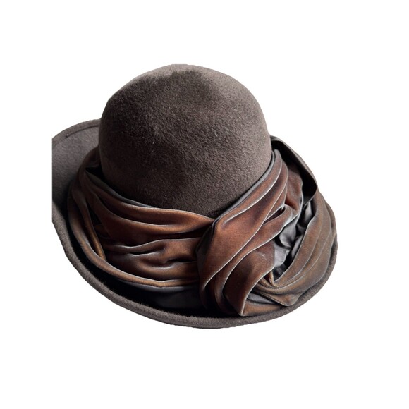 Vintage/Rare Bailey Tomlin London Ladies Gray/Brown Felt/Velvet Hat Bow - Picture 1 of 9